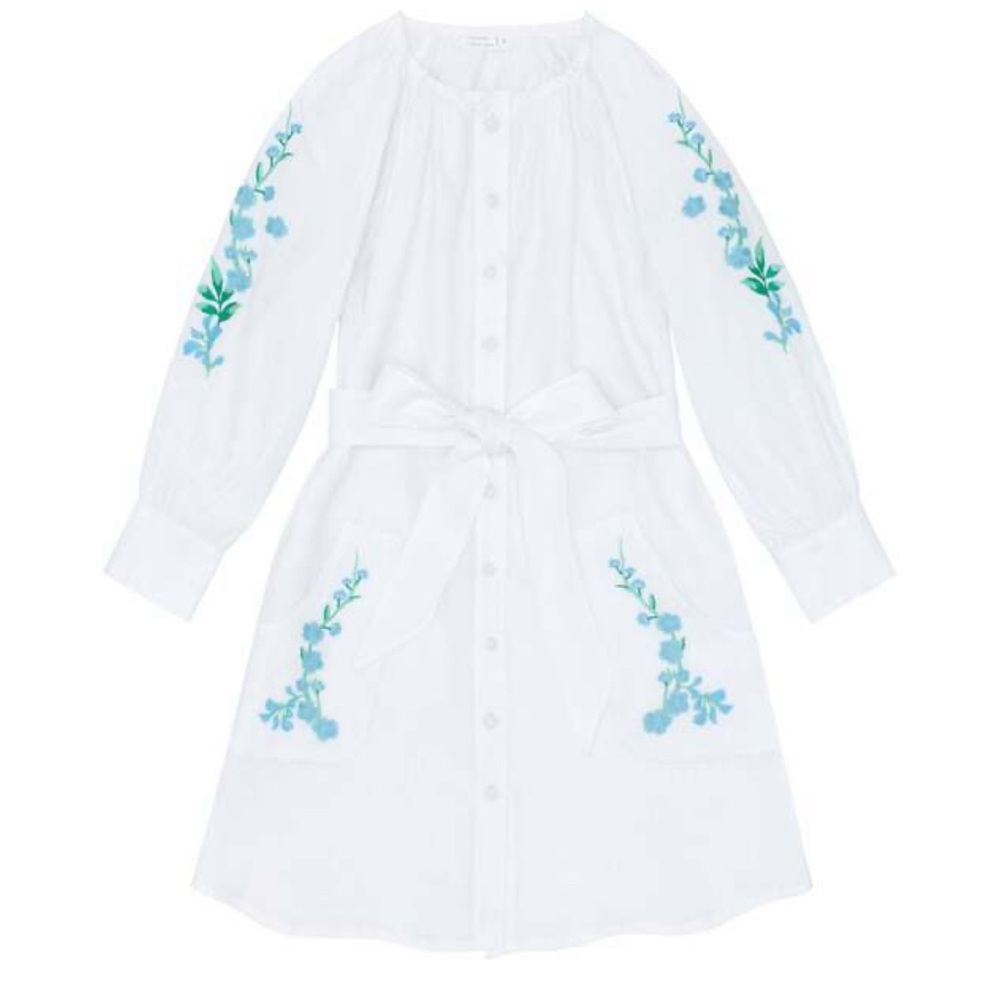 Minnow x Fanm Mon White blue Embroidered Dress NWT size Medium M